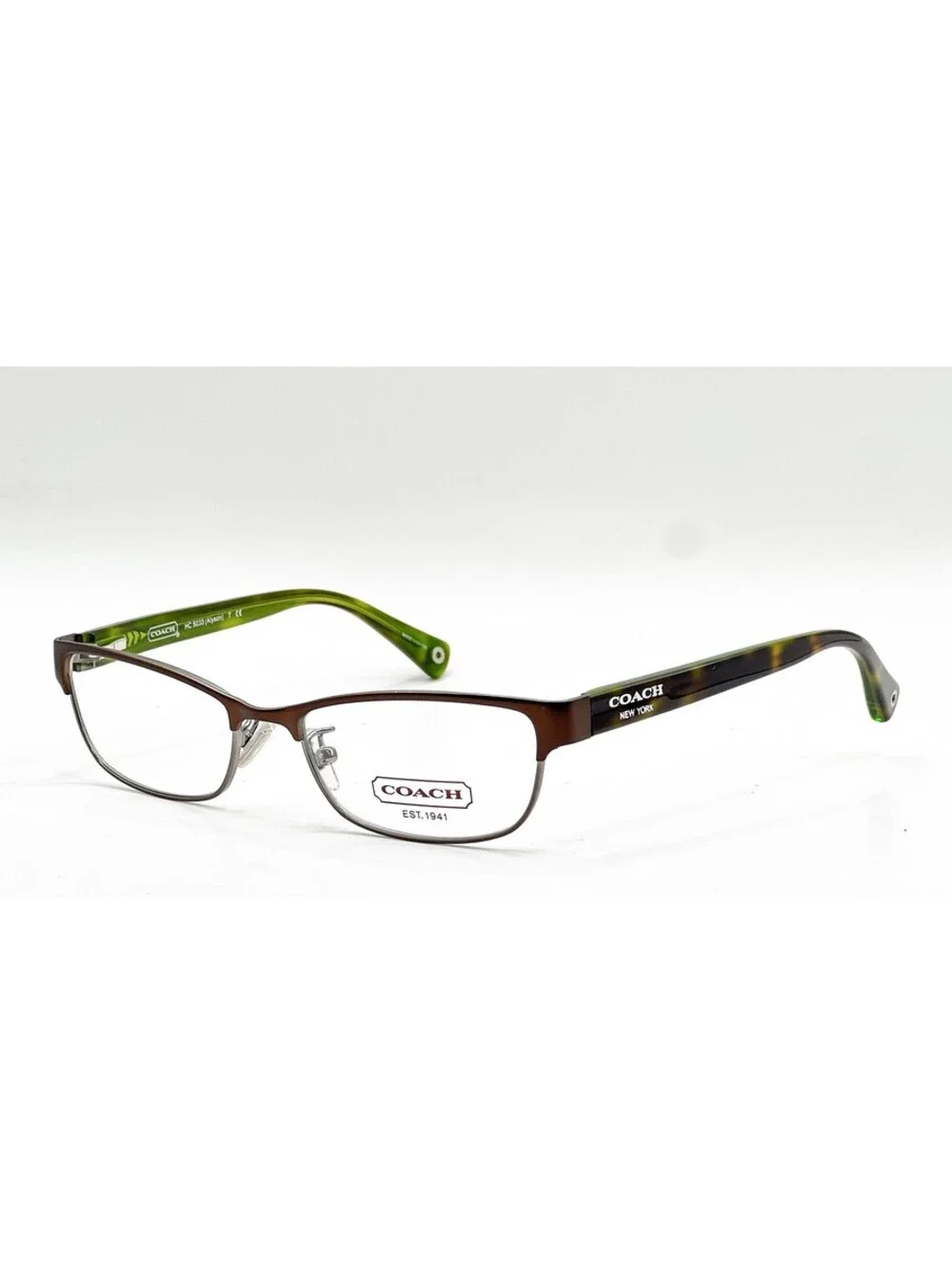 Coach HC 5033 9128 Satin Brown Dark Silver Browline Eyeglass Frames 51-16-135